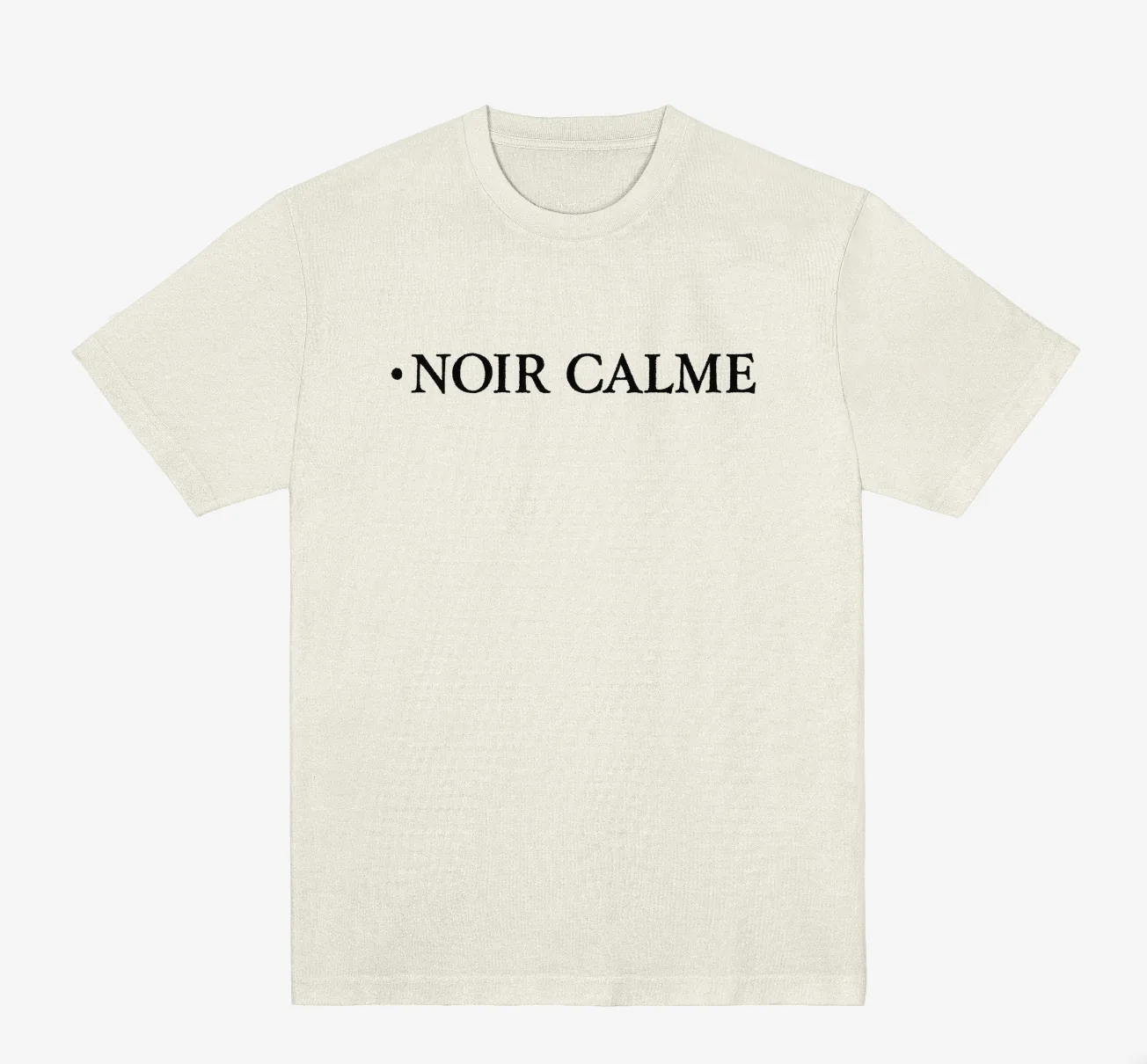 Foundation Tee in off-white with • NOIR CALME chest embroidery